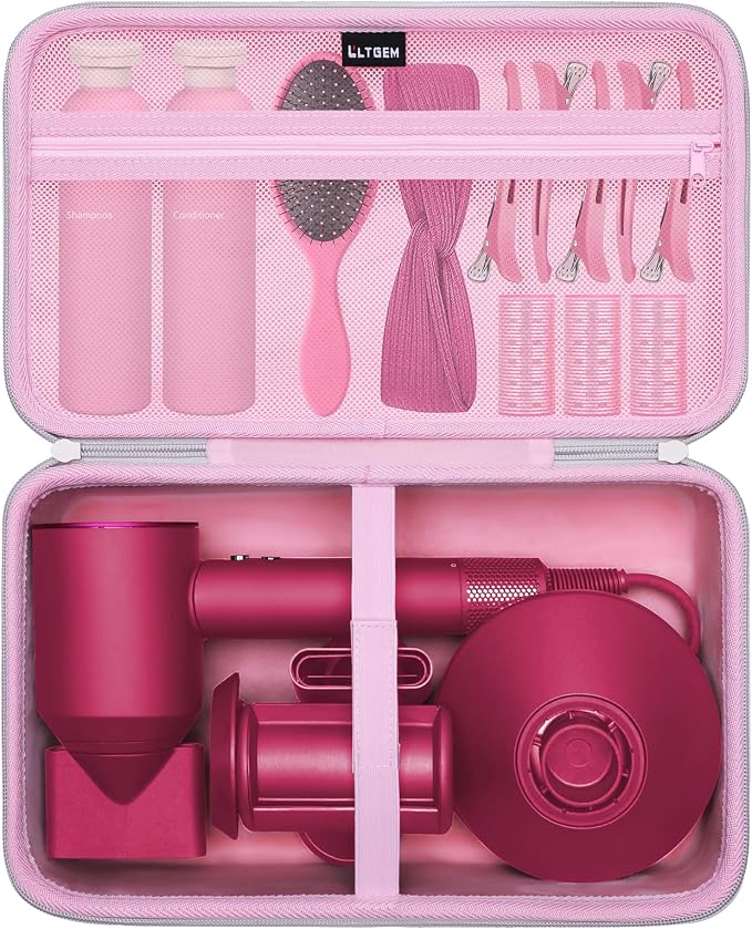 L LTGEM Hair Dryer Case Compatible with Dyson Supersonic Hair Dryer, Laifen SE/SE Lite, Slopehill 1902, Cosy Companions ZCY883, Wavytalk Blow Dryer Cases, Blow Dryer Storage Cases, Pink(Case Only)