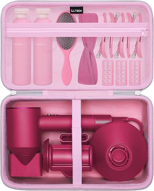 L LTGEM Hair Dryer Case Compatible with Dyson Supersonic Hair Dryer, Laifen SE/SE Lite, Slopehill 1902, Cosy Companions ZCY883, Wavytalk Blow Dryer Cases, Blow Dryer Storage Cases, Pink(Case Only)