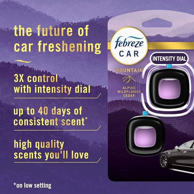 Febreze Car Mountain Scent Air Freshener Vent Clip, .07 oz, 2 Count