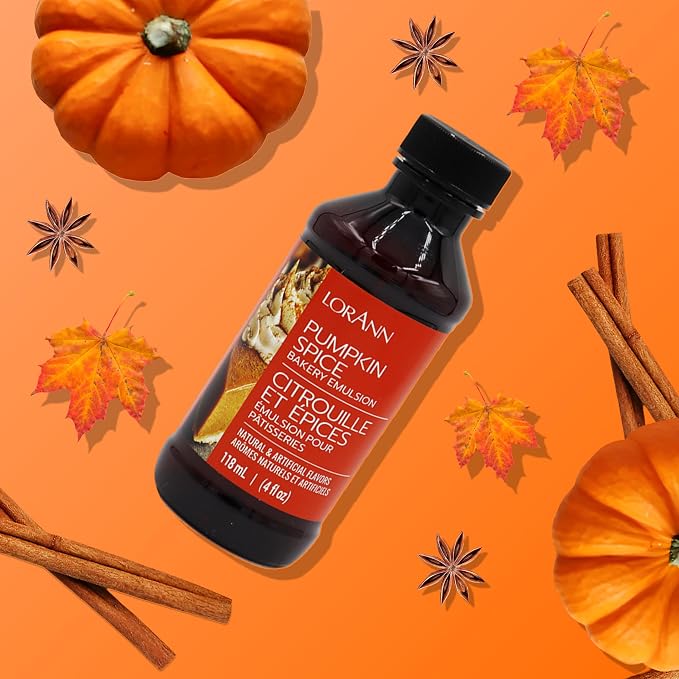 Lorann Oils Pumpkin Spice Bakery Emulsion: Genuine Pumpkin Spice Blend, Perfect for Boosting Fall Flavors in Cakes, Cookies & Desserts, Gluten-Free, Keto-Friendly, Pumpkin Spice Flavoring Essential