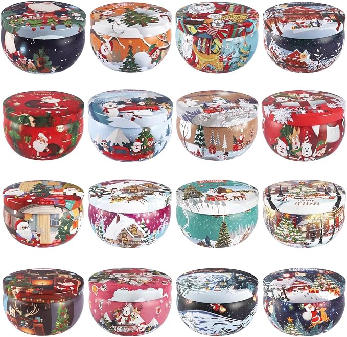 WPONSZU 16Pack Christmas Scented Candles, Gift Set 2.5oz Strong Fragrance Aromatherapy Candles,Portable Travel Tin Jar Candles Gifts for Home Scented Decoration Valentine'sDay