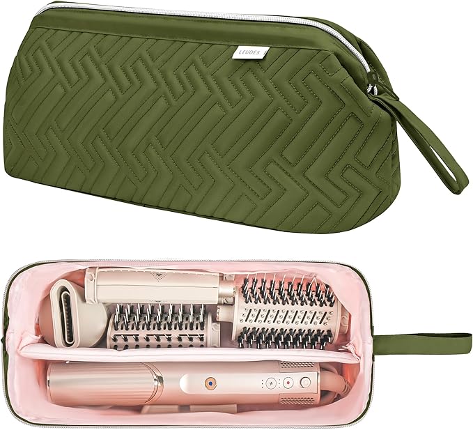 Leudes Hair Tools Travel Bag for Shark Flexstyle Carrying Case Portable Shark Hair Air Wrap Dryer Case Waterproof Dustproof Flat Curling Iron Travel Organizer (Army Green)