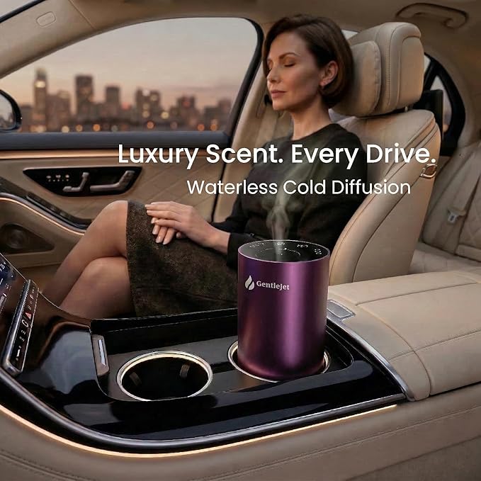GentleJet LiteMist Waterless Rechargeable Aroma Diffuser for Bedroom, Office & Car, Cold-Air Essential Oil Mist, Aluminum Body, 20ml