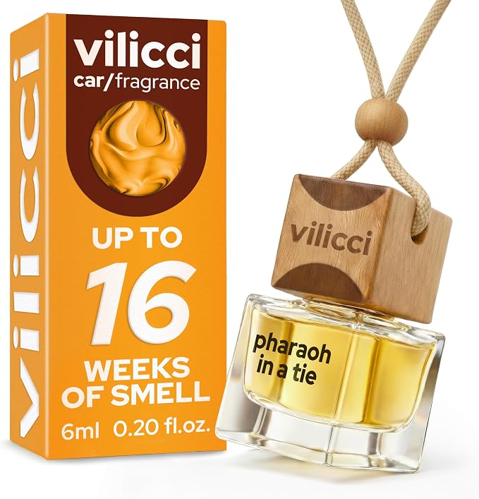 Vilicci Pharaoh in a Tie Car Air Freshener | Long lasting Car Diffuser | Vegan & Cruelty-free Auto Perfume | Hanging Car Air Freshener