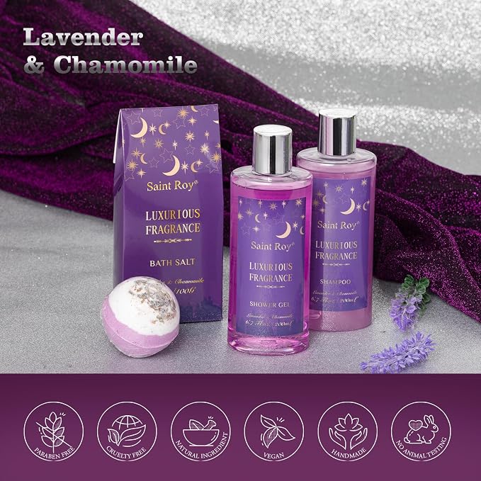 Spa Gift Basket Bath Basket Spa Kit Spa Gifts for Women, Bath and Body Basket Set 10pcs Self Care Kit Lavender Scent Birthday Gifts Skin Care Set, Christmas Gifts, Beauty kits Bridal Shower