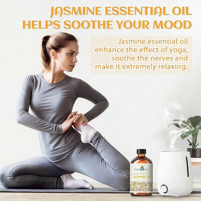 EVOKE OCCU Jasmine Essential Oil for Cleaning, Air Freshening, Relaxing, Add to Spray and Diffuser - 4 Fl Oz
