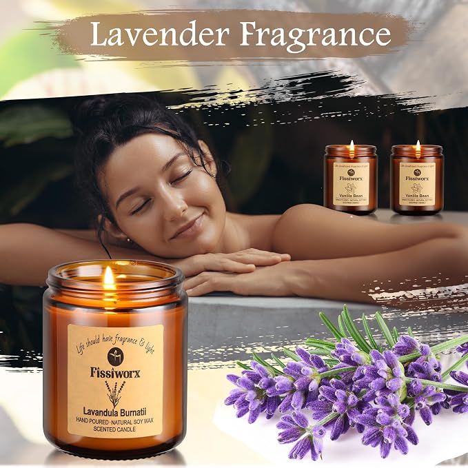 Scented Candle Set 4 Pack, Candle for Home Scented, Odor Eliminating, Stress Relief, 30oz, 220 Hours Long Lasting Soy Wax Gift Set for Women