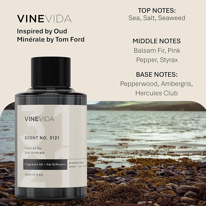 VINEVIDA [4 Oz] Inspired by: Oud Minérale; Diffuser Oil Refill | Premium Scent Diffuser Oil for Home | Non-Toxic Fragrance