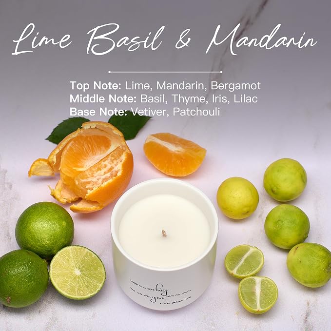 Sympathy Candle for Loss - Sending a Tight Hug Memorial Gift - Lime Basil Mandarin - 40H Soy Wax Remembrance, Bereavement, Grief & Condolence Keepsake