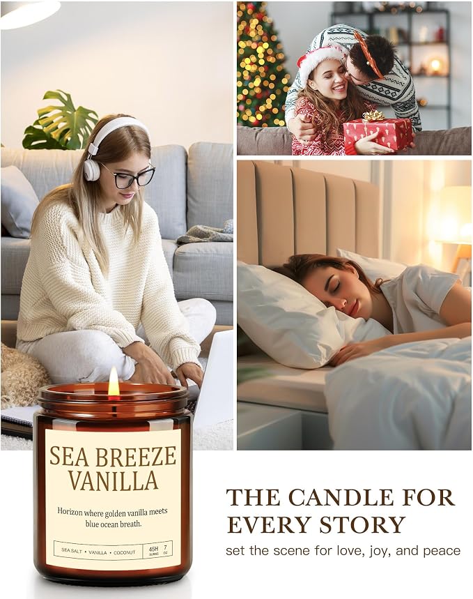 4 Pack Scented Candles for Home Scented: Soy Candles for Women, Up to 200H Burning Aromatherapy Candle Set, Jar Candle Gift Set for Birthday Valentine's Day, Scents of Sage/Vanilla/Lavender/Eucalyptus