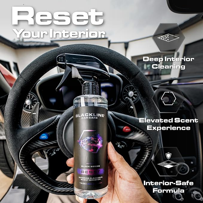 Blackline Luxury Scented Leather Interior Car Cleaner Reset Deep Cleans & Deodorizes All Surfaces, pH-Neutral High-Foam Formula, Long-Lasting Premium Fragrance and Deodorization for Car - Teakwood
