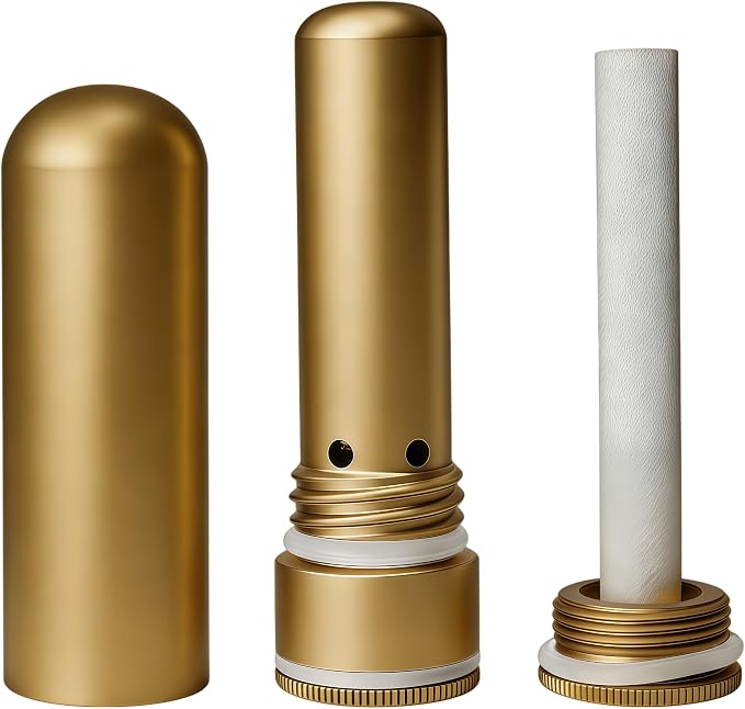 Aromatherapy Inhaler, Metal Essential Oil Diffuser with Leak-Proof Seal & Cotton Wick Holder, Refillable Nasal Stick for Anxiety, Allergies, Travel - 20 Wicks, Gold