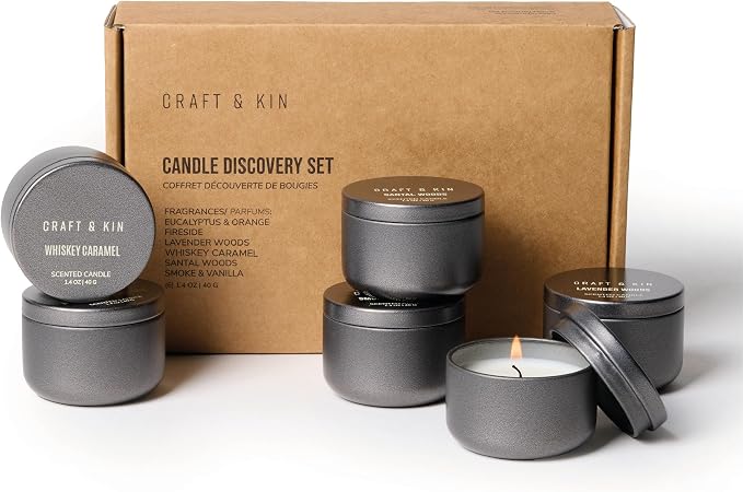 Craft & Kin Premium 6 Scented Votive Candles – Luxury Mini Natural Soy Scented Candle Gift Set with Assorted Scents – Room Decor and Aromatherapy – 15-20 Hour Burn Time Each