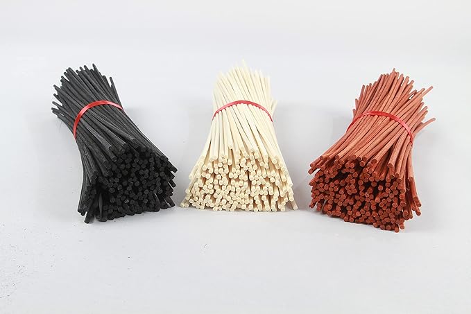 120PC Reed Diffuser Sticks,Diffuser Refills,Natural Rattan Essential Oil Aroma Refill Wood Sticks for Spa, Home,Office (Black and Orange and Natural)