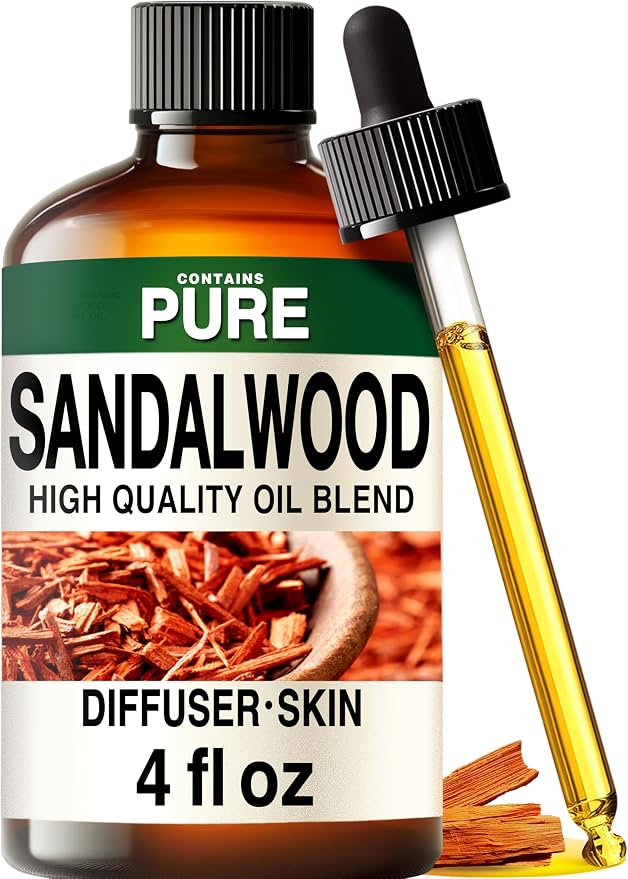 100% Pure Sandalwood Oil - 4 Fl Oz Sandalwood Essential Oil for Hair, Skin, Diffuser, Aromatherapy & DIY Soap Making Scent