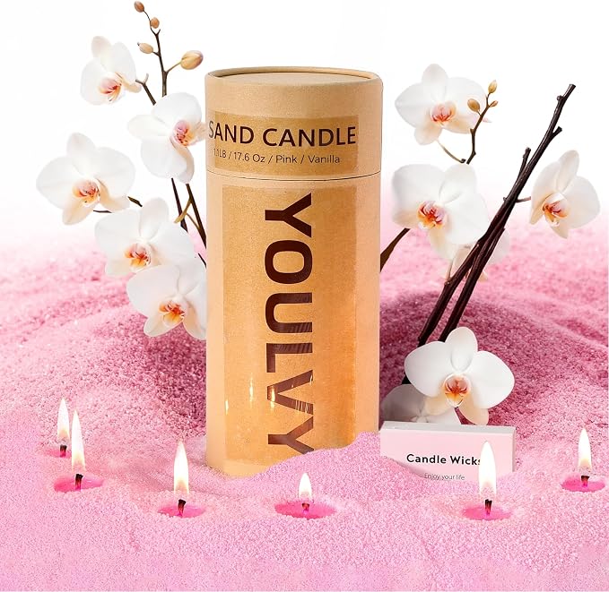 Pearl Candle Sand with 30 Wicks 18Oz-Vanilla Scented Non Toxic Luxury Long Lasting Refillable Pearled Candle 120 Hours-Pearled Sand Powder Wax Candles Kit for Candle Making Wedding Party Decor