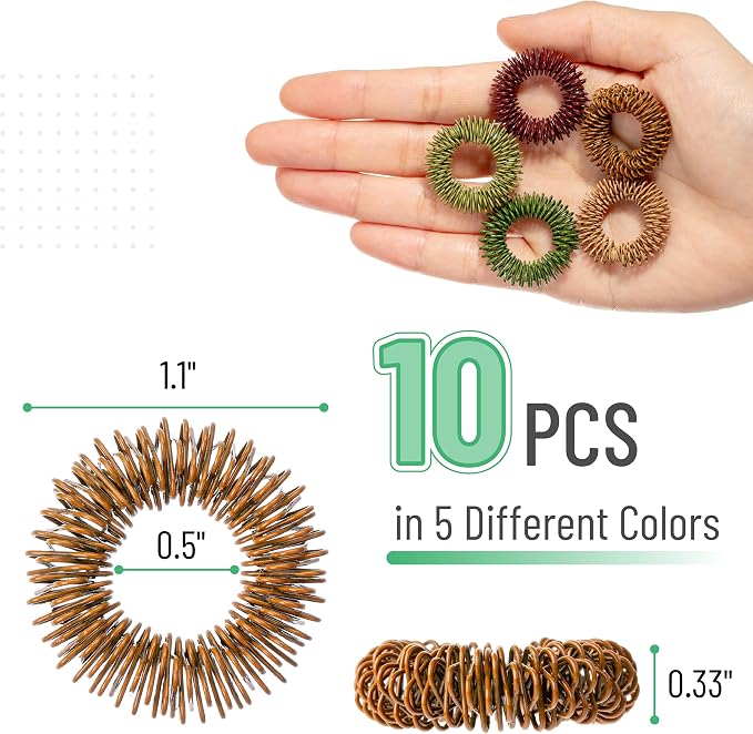 Mr. Pen- Spiky Sensory Rings, 10 Pack, Colorful | Stress Relief Fidget Sensory Toys, Fidget Ring for Anxiety, Massager, Individuals with BFRB, ADHD and Attention Disorder