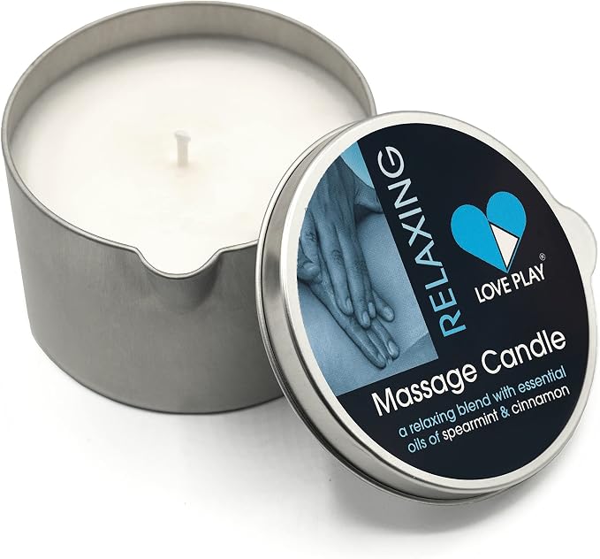 LOVE PLAY Massage Oil Candle for Home SPA - Vegan Moisturizing Body Oil Candle for Pure Relaxation - Hydrating Skin Care Massage Oils with Essential Oils (6.76oz) (Relaxing)
