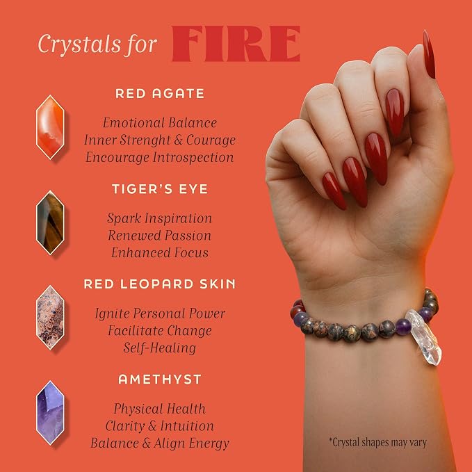 Leo Gifts for Women, Aries Sagittarius, Zodiac Fire, 45 Hour Burn, Zodiac Astrology Gifts Meditation Candle Healing with Crystals, Spiritual Manifestation Crystal Candle Healing Stones Bracelet