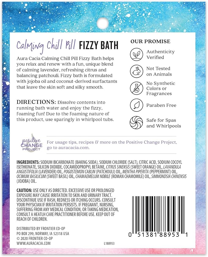 Aura Cacia Calming Chill Pill Fizzy Bath 2.5oz (Pack of 2)
