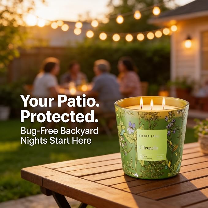 Citronella Candles Outdoor Large, 3-Wick / 30oz Large Soy Candle, Long Lasting Highly Scented,Candle for Patio, Garden & Camping, Summer Camping Huge
