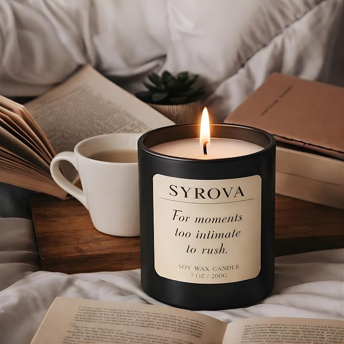 Amber & Tonka Bean Candle, Luxury Scented Soy Candle 7oz, Warm Cozy Fragrance for Home, Relaxing Aromatherapy Candle, Gift for Women, Long Lasting Jar Candle