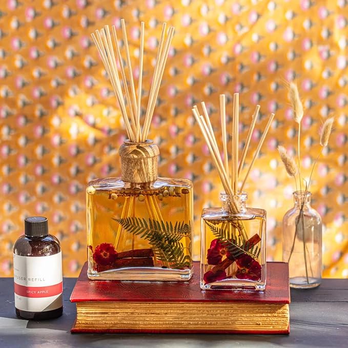 Rosy Rings Botanical Spicy Apple 6 oz Reed Diffusers for Home with Aromatherapy Scented Oil Diffuser Sticks, Scented Sticks Home Decor