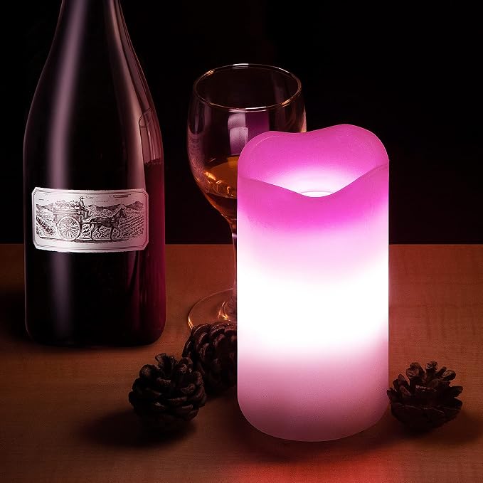XingsLight Valentines Day Decorations Flameless Candles with Romantic Pink Heart Projector Lights Battery Operated LED Candle with Remote and Timer,2 Pack