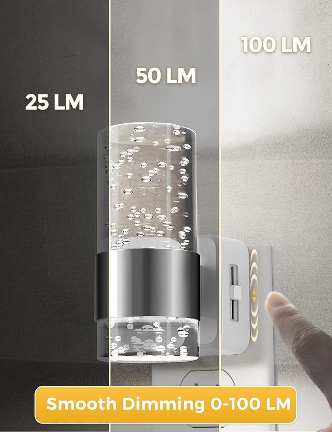 L LOHAS LED Night Light, Plug in Night Light with Auto Light Sensor[2-Pack], Brightness Adjustable with Daylight White 5000K, Wall Sconce-Style Design Nightlight for Bathroom, Hallway, Enterway