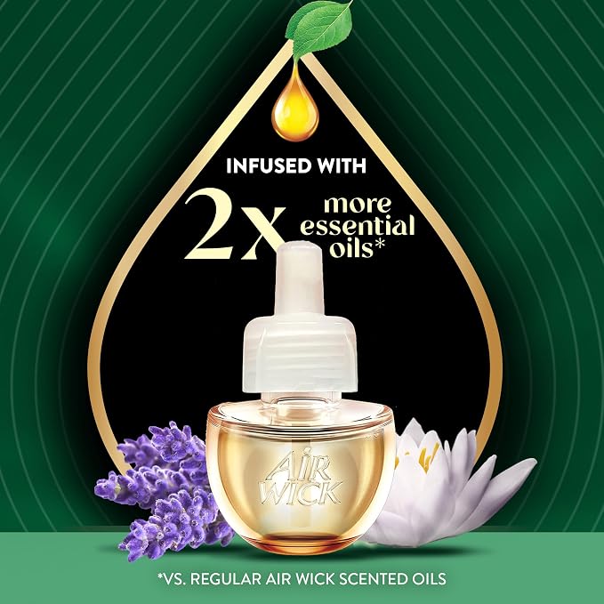 Air Wick Plug in Scented Oil Refill, 5ct, Lavender & Waterlily, Air Freshener, Essential Oils