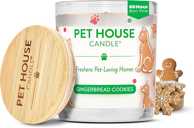 Pet House Pet Odor Candle Plant Based Soy Candle Clean Burning, Long Lasting for Home, Gingerbread Cookies