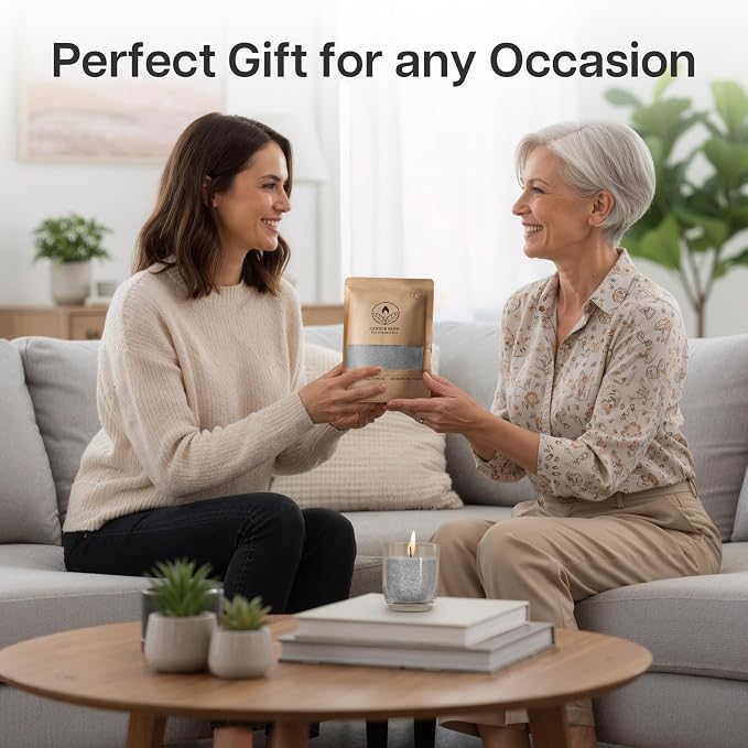 comforder Scented Candle Sand with Wicks, Pearled Candle, Wax Granules, 14oz Sand Wax Granules + 4 Wicks (Grey, Lavender)