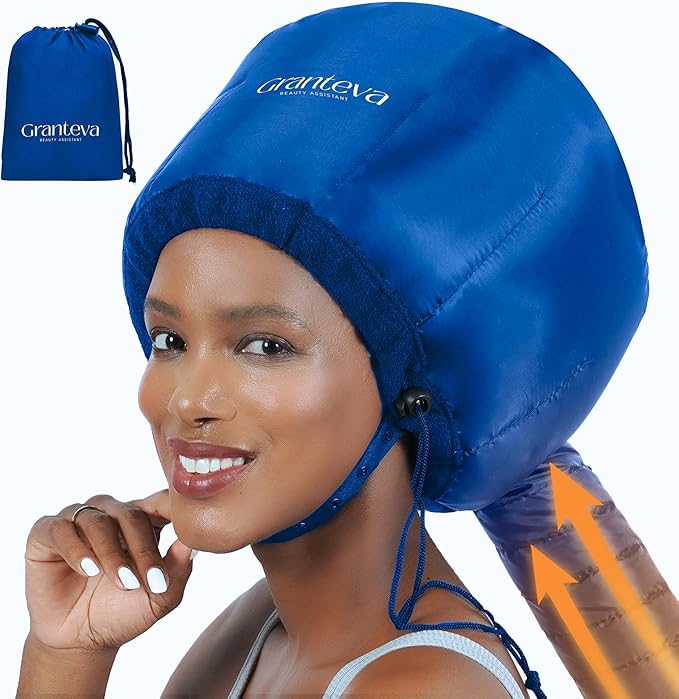 Granteva Hair Dryer Bonnet Attachment w/A Headband Integrated that Reduces Heat Around Ears & Neck - Blow Dryer Attachment for Hair Dryer, Speeds Up Drying Time