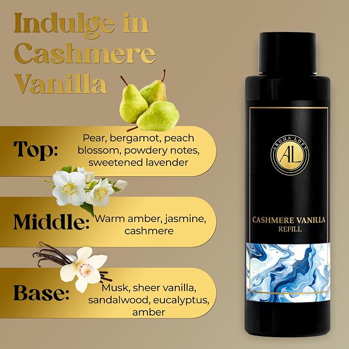Cashmere Vanilla Reed Diffuser Oil Refill, Diffuser Oil scents for Home, 4 oz Fragrance Oil, Fragrance Oil Diffuser