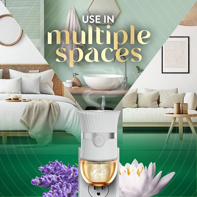 Air Wick Plug-In Scented Oil Refills, 4 Count, Lavender & Waterlily, Air Freshener, Essential Oils