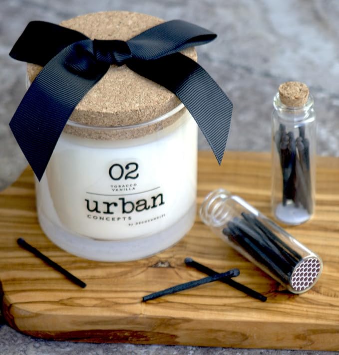 Urban Concepts by DECOCANDLES - Sicilian Lemon - Highly Scented Soy Candle - Long Lasting Fresh Citrus Aroma - Hand Poured in USA (9 Oz. Cork)