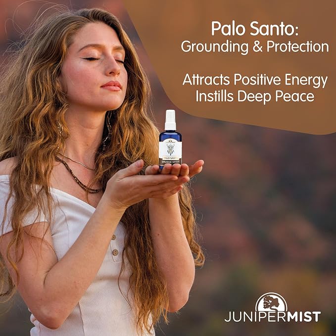 Palo Santo & Sage Smudge Spray (114ml), Palo Santo Essential Oil Spray for Cleansing Negative Energy, Spiritual Room Spray, Smokeless Smudge Spray, Aura Cleansing & Protection UK