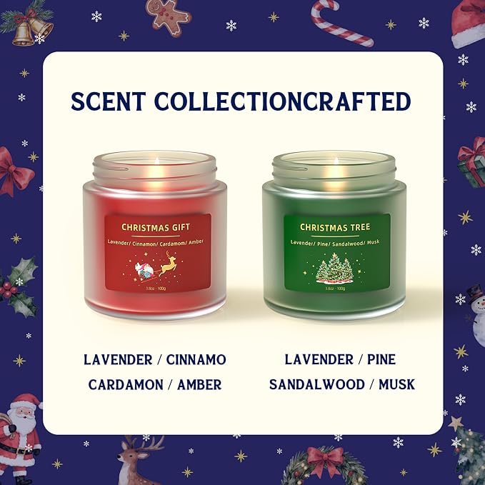 BOYUJK Christmas Candles, Scented Aromatherapy Candles Gift Set for Her and Him, Lavender, Pine, Sandalwood, Musk, Cinnamon, Cardamom, Amber Scent