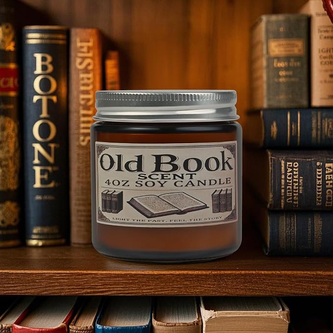 Old Book Candle, Book Lovers Gifts Ideas for Readers, Reading Accessories, Bookish Present, Birthday Gifts for Women, Bookworm, Librarian, Men