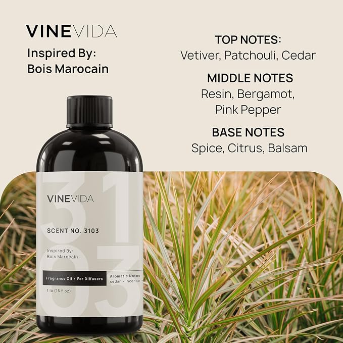 VINEVIDA [16 Oz] Inspired by: Bois Marocain; Diffuser Oil Refill | Premium Scent Diffuser Oil for Home | Non-Toxic Fragrance