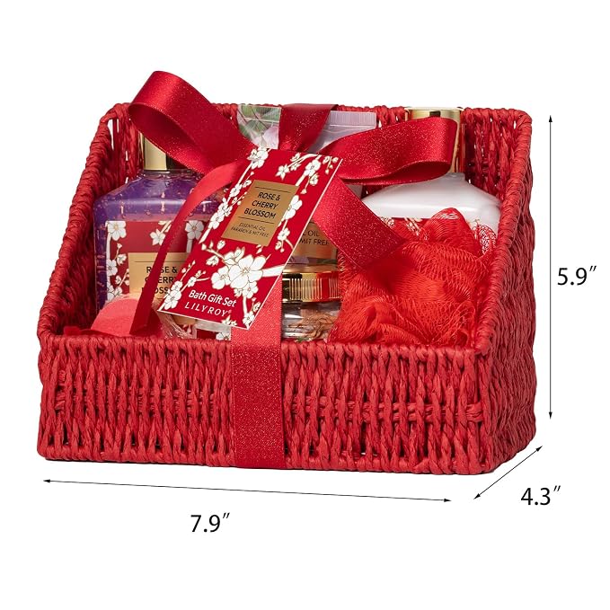 Gifts for Women, Birthday Gift - 9 Pcs Rose Spa Gift Baskets for Women, Mothers Day Gift Basket, Bath and Body Gift Basket Set for Mom, Gift Set | Christmas Gifts, Valentines Day, Gift Sets for Mom