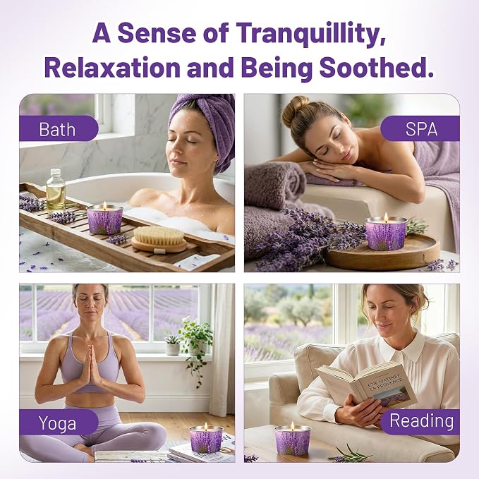 Lavender Candle for Women 3 Pack, 2.2oz Lavender Scented Candles for Sleep Relaxation, Natural Soy Wax with Essential Oils, Birthday Gifts Mothers Day Candle for Women Mom