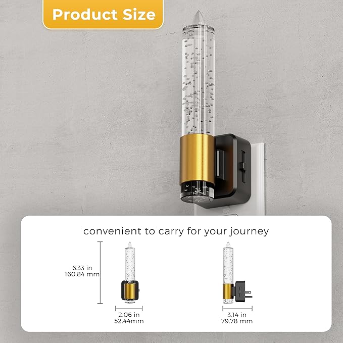 L LOHAS LED Night Light, Amber Candle Night Lights Plug into Wall, 0-100 LM Dimmable Nightlight, Plug in Bubble Night Light with Dusk to Dawn Sensor, for Bathroom Hallway