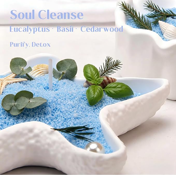 CandHeal Pearled Candle Sand with Wicks,3.3 lb Eucalyptus & Cedarwood Scented Candle Sand Wax,DIY Candle Making,Clean Burning, Long-Lasting Home Décor Gifts