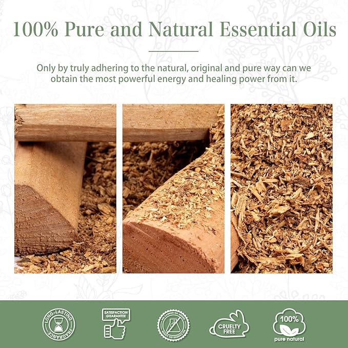 PHATOIL 100ML Sandalwood Essential Oil, Pure Aromatherapy Essential Oils for Diffuser, Humidifier, Scented Oils for Soap, Candle Making, Huge 3.38fl.oz Bottle