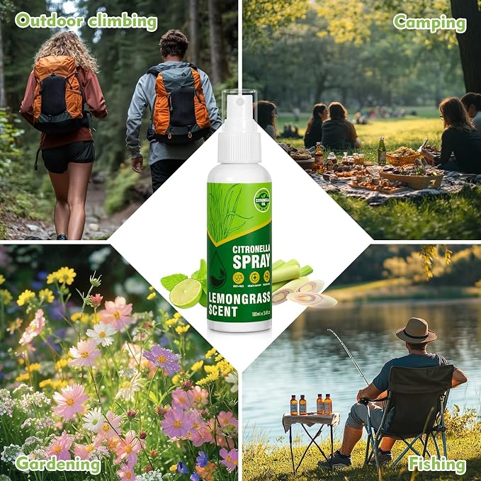 SCENTORINI Citronella Spray with Lemongrass Essential Oil, DEET-Free, 6.76 oz (2 Pack) Air Freshener Mist, Plant-Based for Home, Patio, Outdoor, Courtyard, Camping, Hiking, Traveling, Fishing