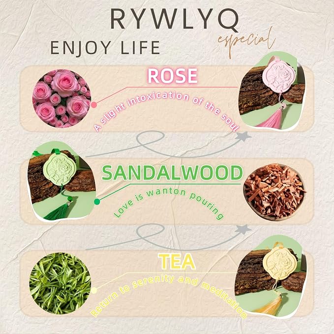 Ceramic Essential Oil Diffusers，Air Freshener，3Pcs Rose Flower Ceramic Aromatherapy Diffusers for Bedroom, Wardrobes， Toilet， Cars Etc.Visual and Olfactory Double Enjoyment（Sandalwood+Rose+Tea）