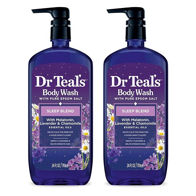 Dr Teal's Sleep Body Wash with Pure Epsom Salt, Melatonin, Lavender & Chamomile Essential Oil Blend, 24 fl oz (Pack of 2)