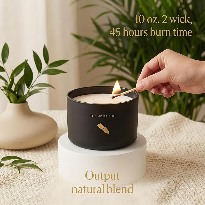 Hidden Label Black Oud Pepper Soy Candle, 10oz 2-Wick, 45H Bold Spice | Strong Masculine Aromatherapy | Non-Toxic Phthalate-Free | Even Melt No Tunneling | Luxe Reusable Glass Gift