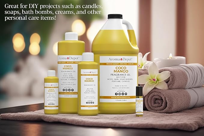 Aroma Depot 10ml. Coco Mango Unisex Perfume/Body Oil Our Interpretation, Premium Quality Uncut Fragrance Oil Soap, Candle Making & Incense